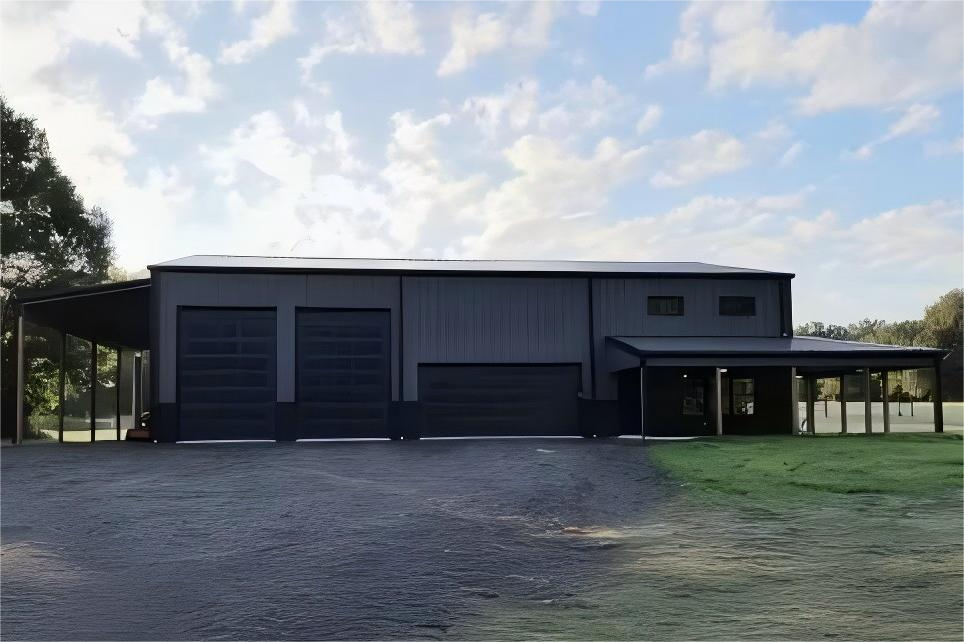 Hybrid Steel Warehouse with Office and Covered Area for Industrial & Residential Use - Image 2