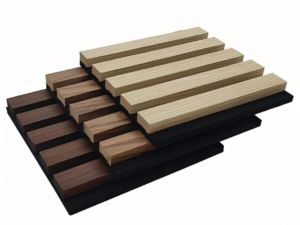 Polyester Fiber Acoustic Panels with Wooden Slats for Sound Absorption